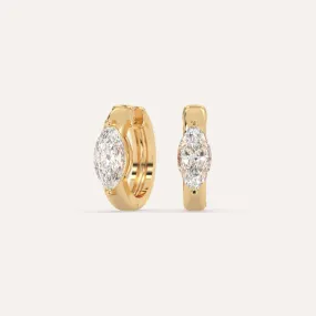 1 carat Marquise Diamond Hoop Earrings