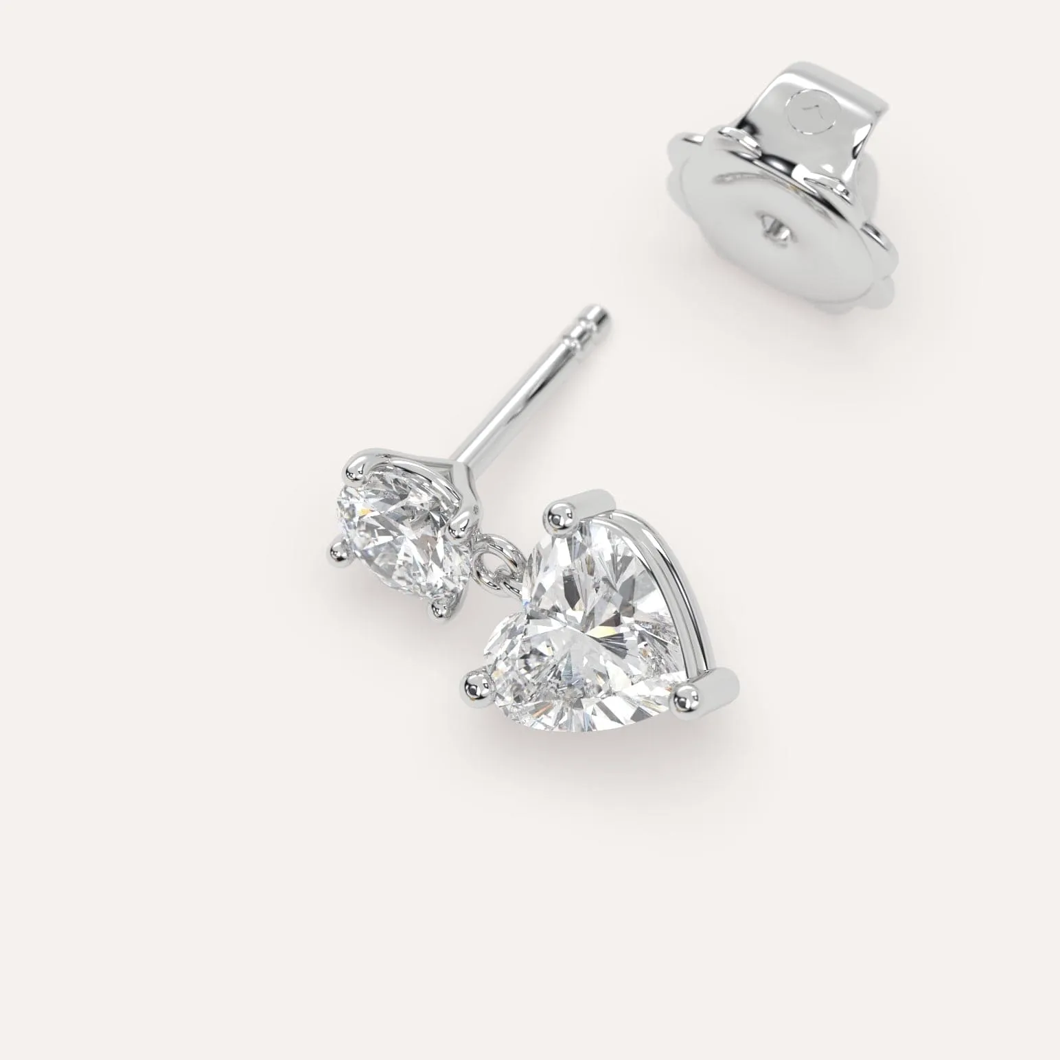 1 carat Single Heart Diamond Drop Earring