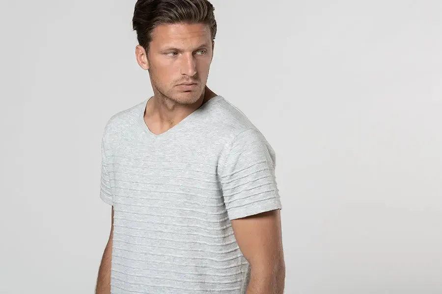 14GG COTTON/LINEN STRIPE TEE - CLEARANCE