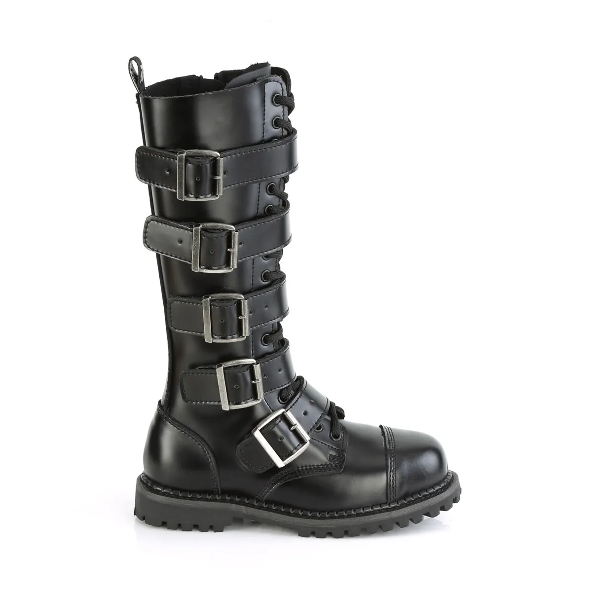 18 Eyelet RIOT-18BK Black Leather