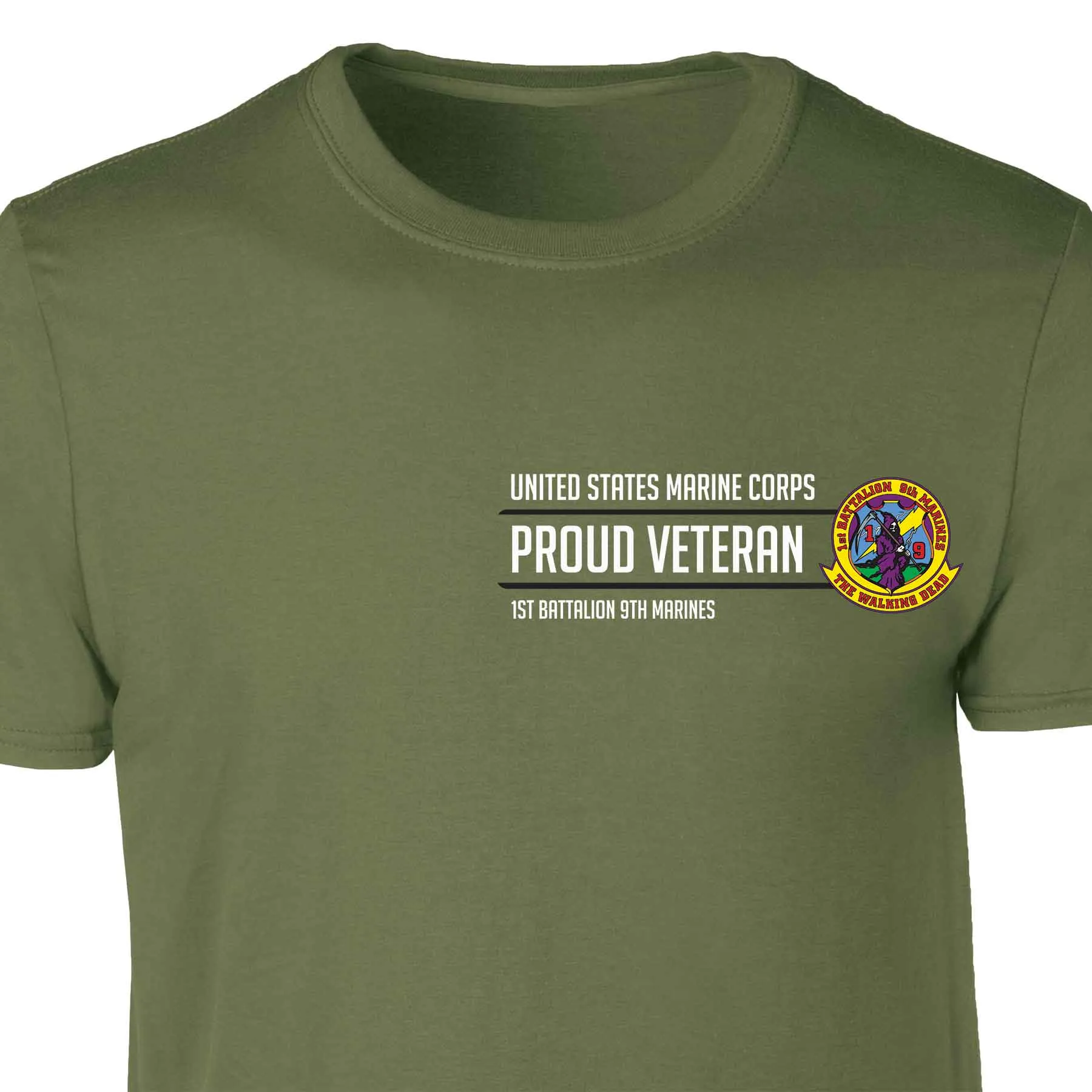 1st Battalion 9th Marines Proud Veteran Patch Graphic T-shirt