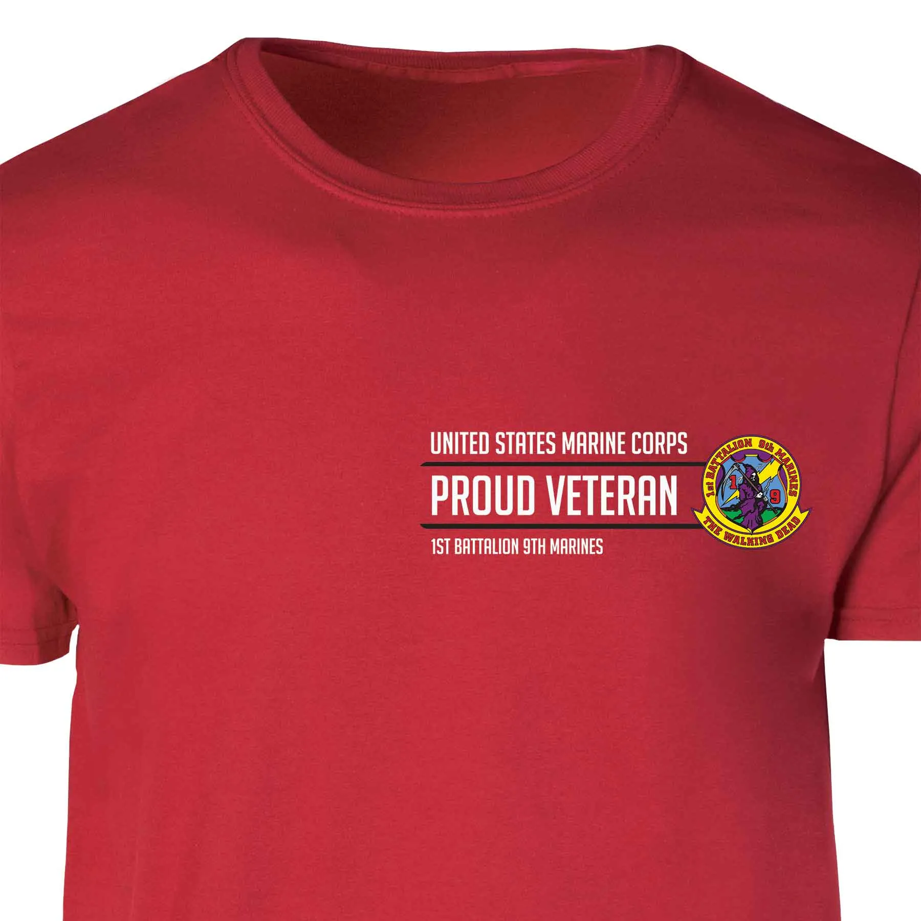 1st Battalion 9th Marines Proud Veteran Patch Graphic T-shirt