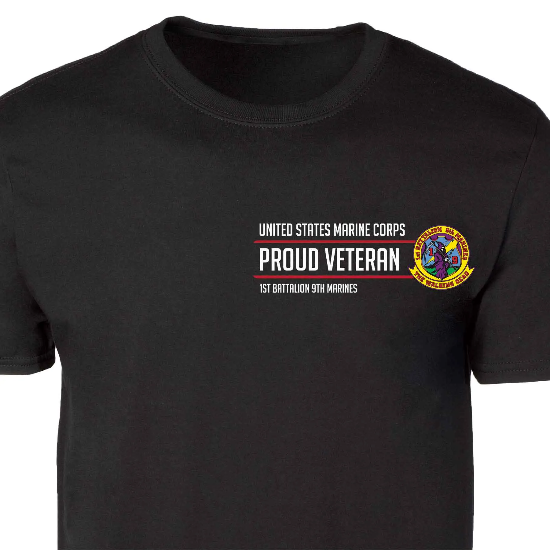 1st Battalion 9th Marines Proud Veteran Patch Graphic T-shirt