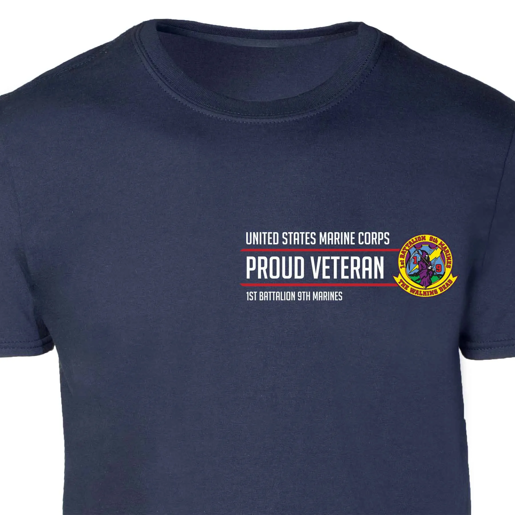 1st Battalion 9th Marines Proud Veteran Patch Graphic T-shirt