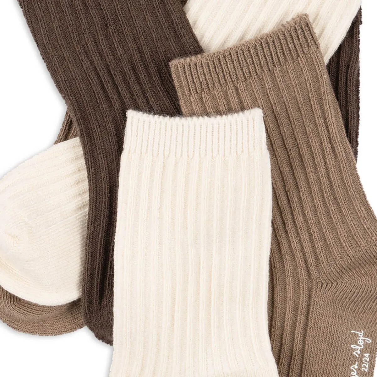 3 Pack Rib Socks in Sand / Hazel / Shitake by Konges Slojd