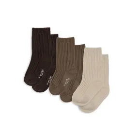 3 Pack Rib Socks in Sand / Hazel / Shitake by Konges Slojd