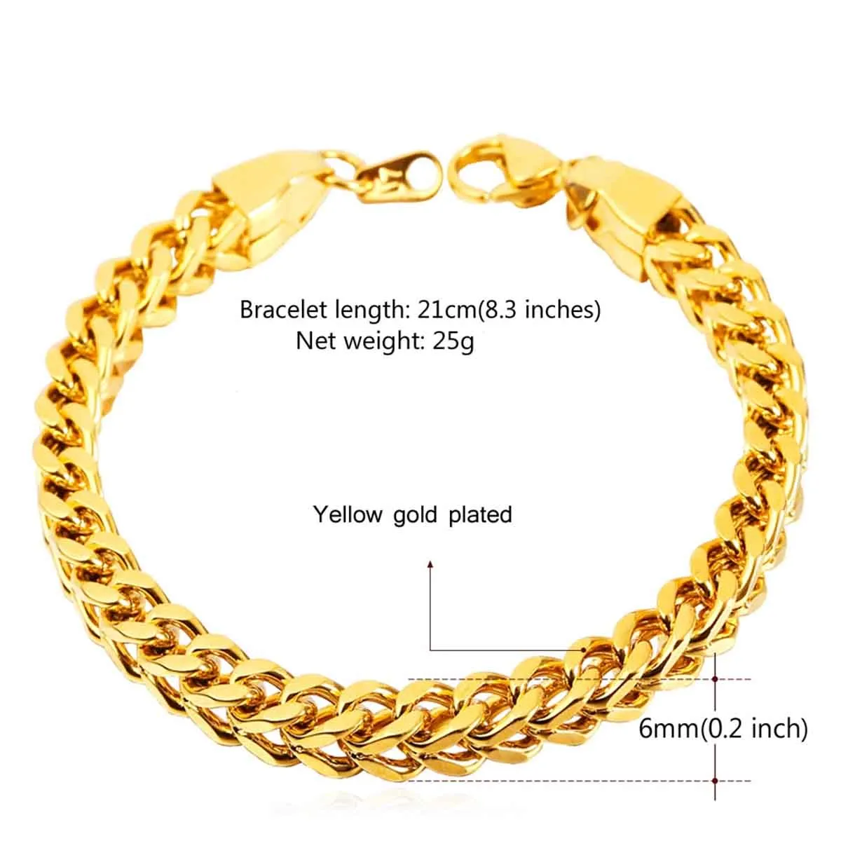 316L Stainless Steel 18K Gold Plated Wheat Design Bracelet For Men