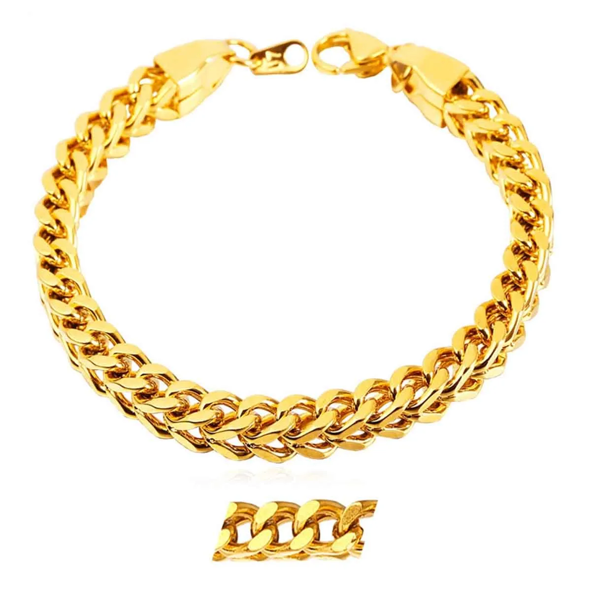 316L Stainless Steel 18K Gold Plated Wheat Design Bracelet For Men