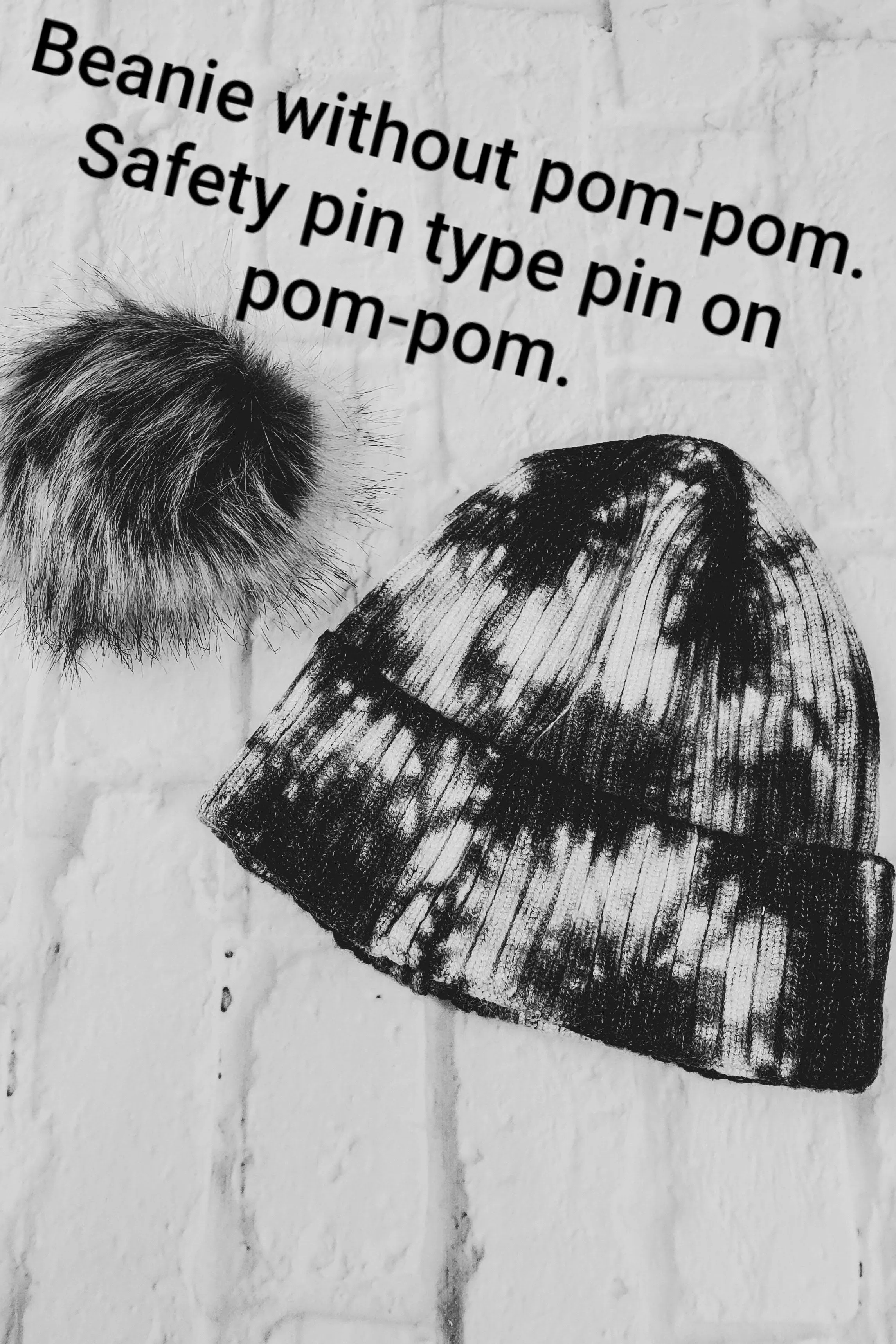 #33 Charcoal Tie-Dye Pom-Pom Beanie