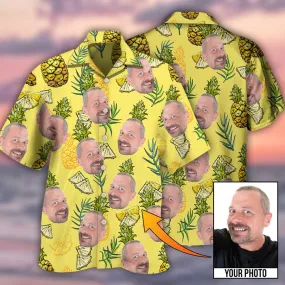 3D All Over Print Face Aloha Pineapple Custom Photo Hawaiian Shirt, Hawaiian Shirt for Men Women