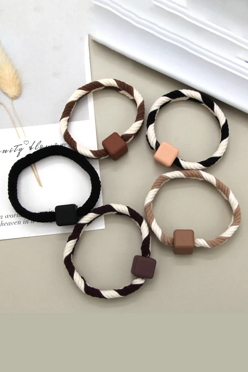 5PCS WOMEN TWO TONE BRAIDED CASUAL HAIR TIE