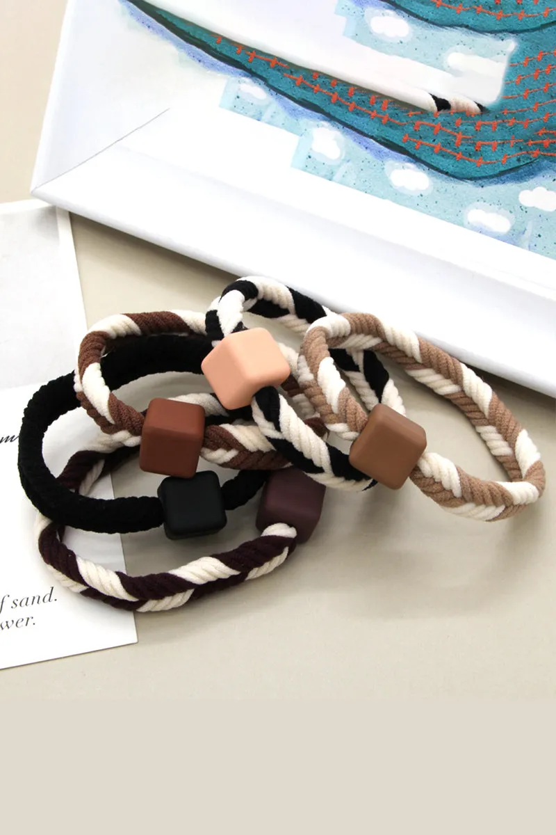 5PCS WOMEN TWO TONE BRAIDED CASUAL HAIR TIE