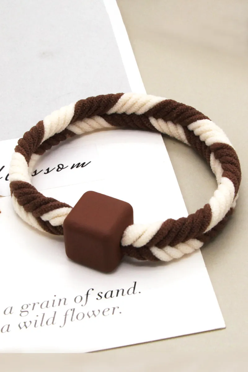 5PCS WOMEN TWO TONE BRAIDED CASUAL HAIR TIE