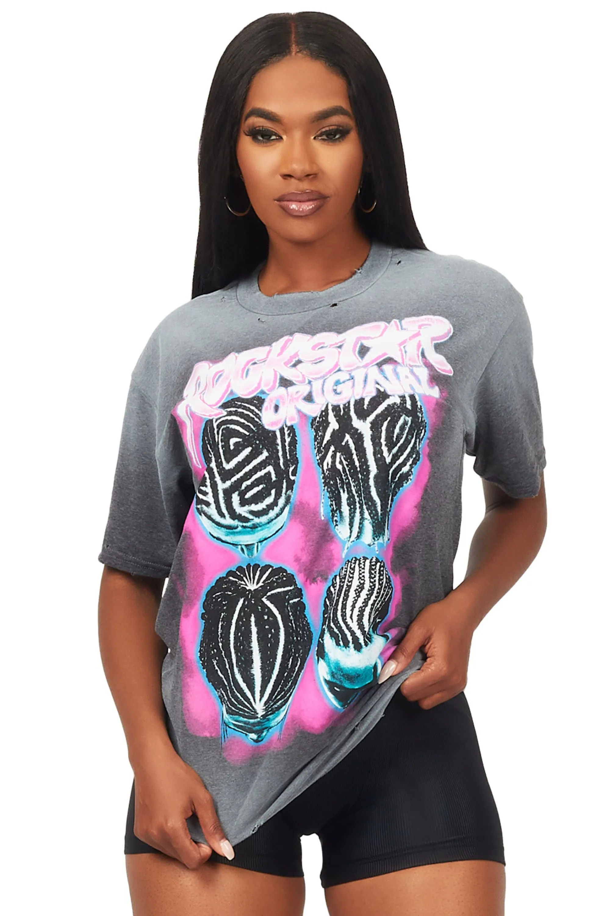 Akeila Charcoal Oversized T-Shirt