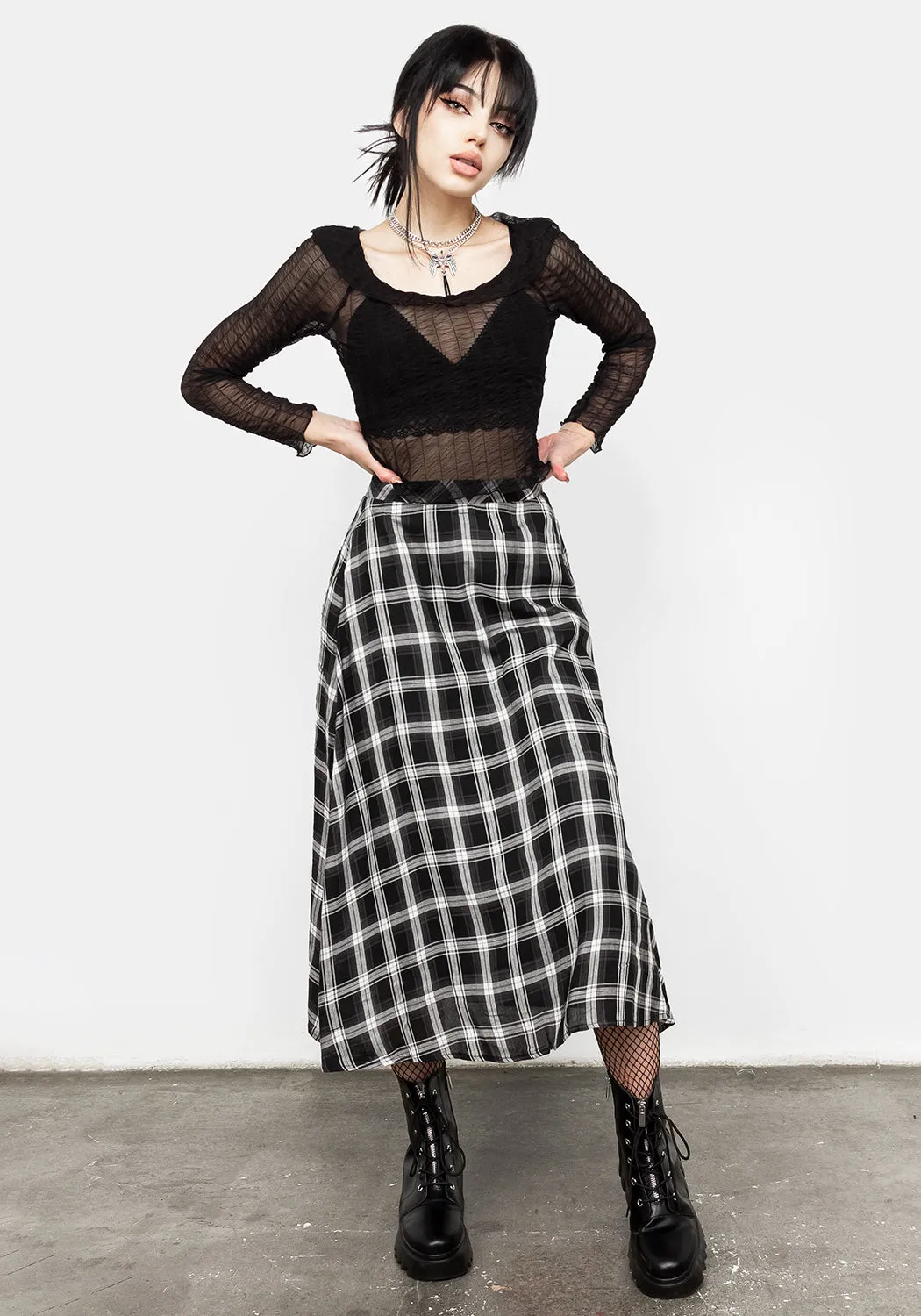 Albion Check Midi Skirt