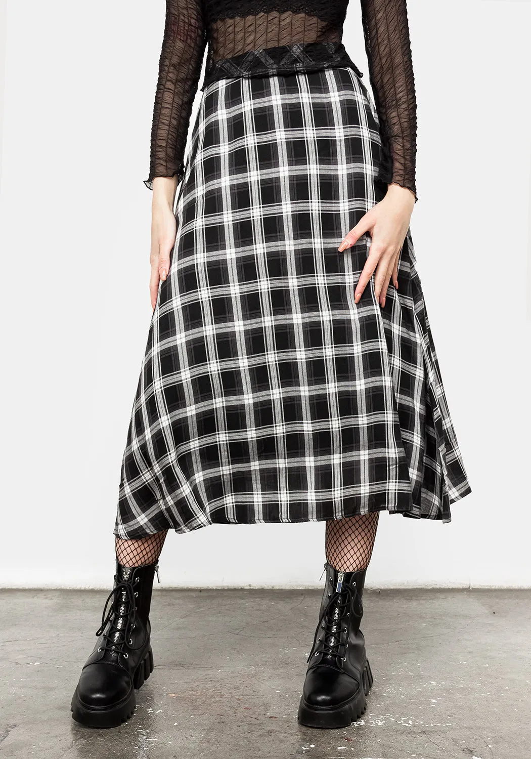 Albion Check Midi Skirt