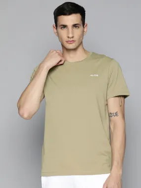 Alcis Men Beige Typography Printed Slim Fit T-shirt