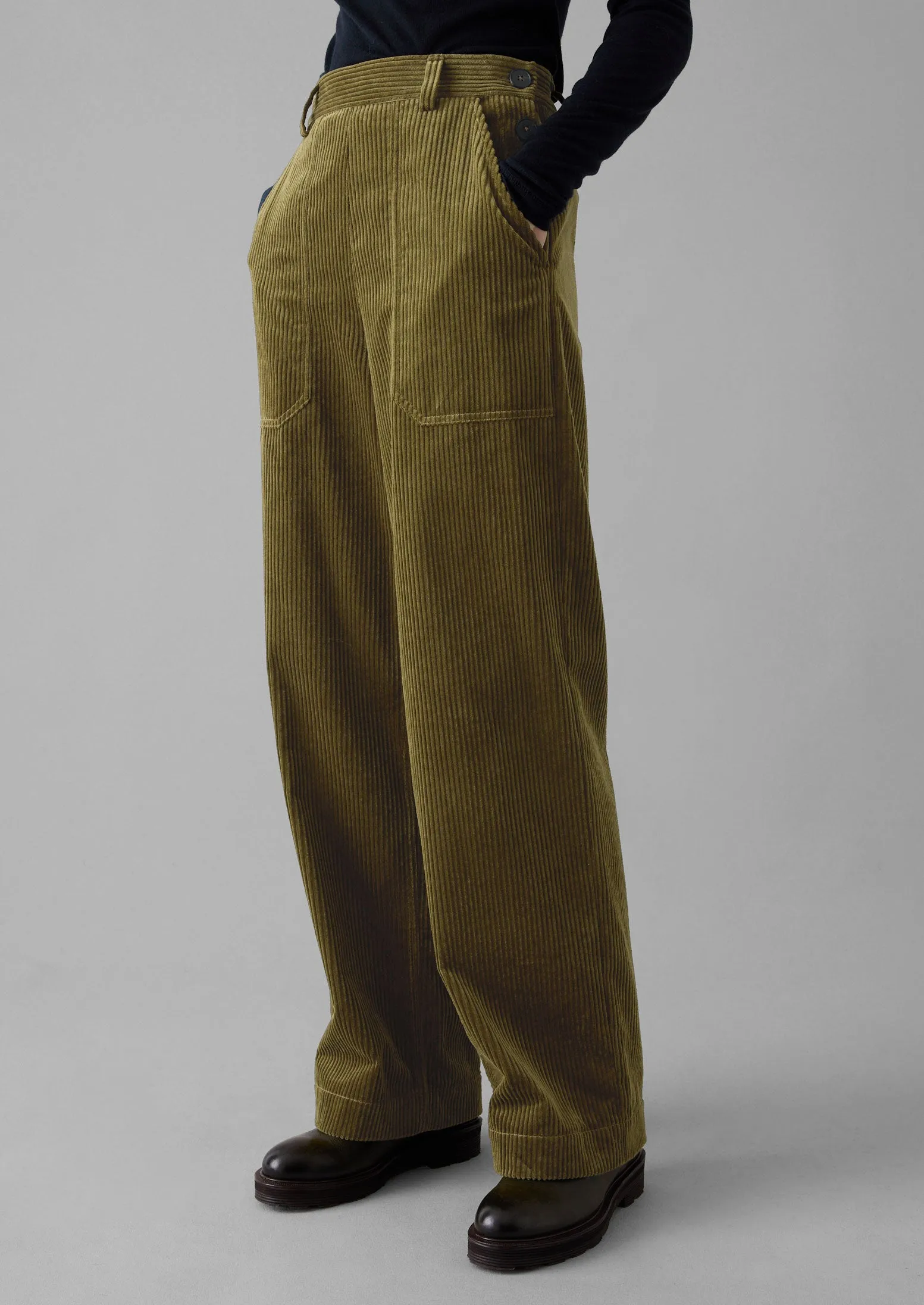 Full Length Organic Corduroy Trousers in Barley Color by Annie