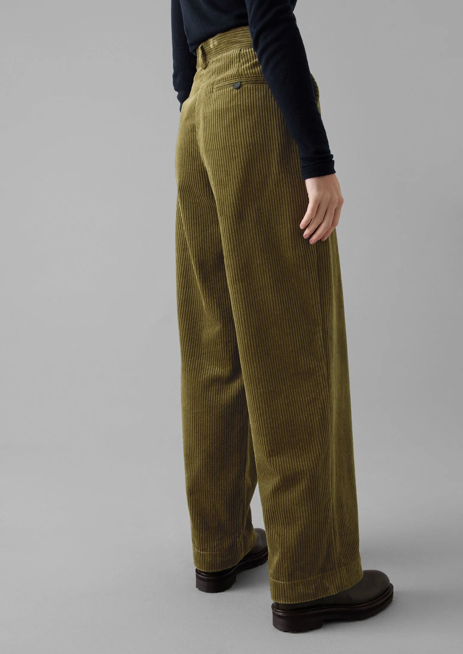 Full Length Organic Corduroy Trousers in Barley Color by Annie