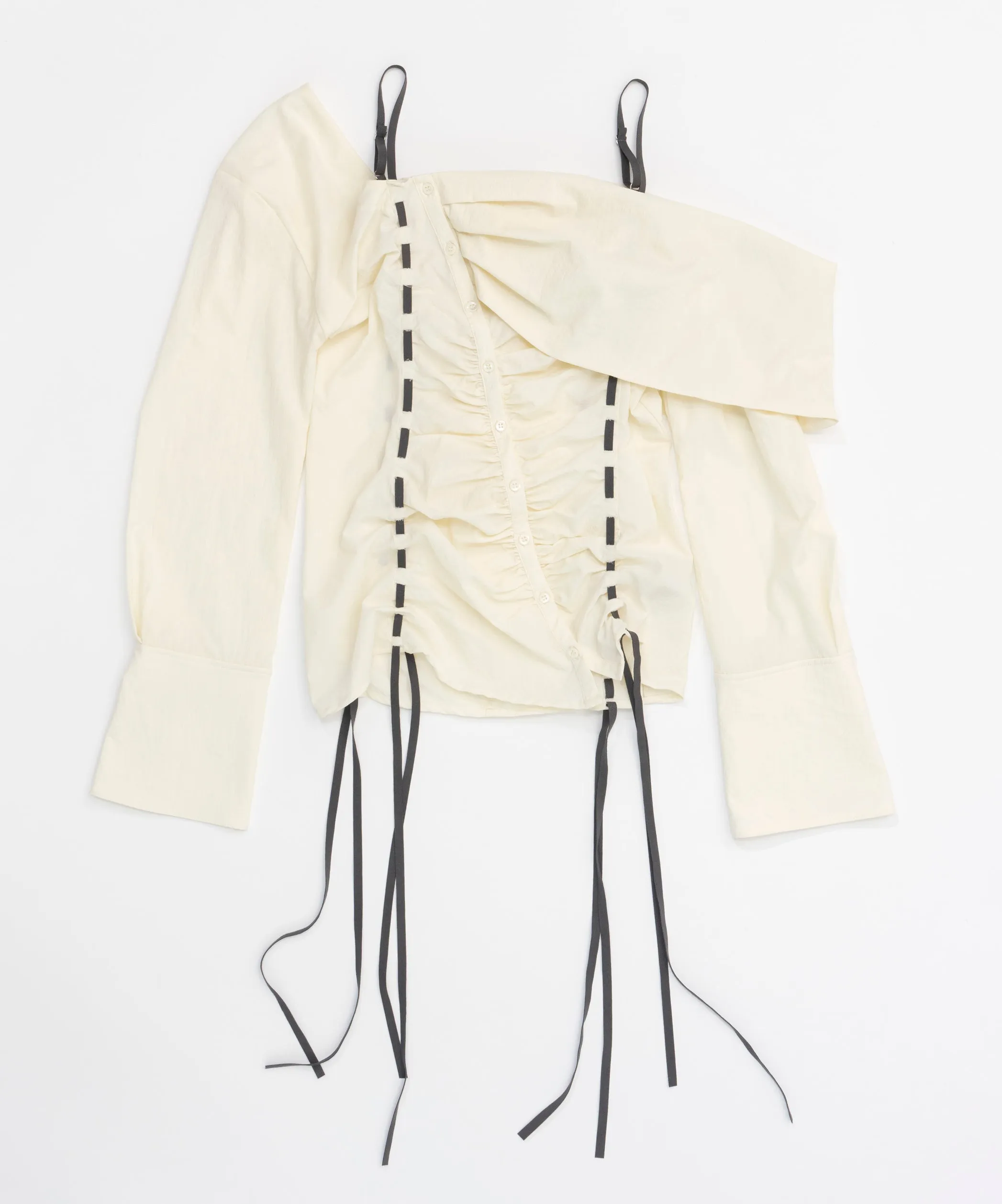 Asymmetry Ribbon Off Shoulder Blouse