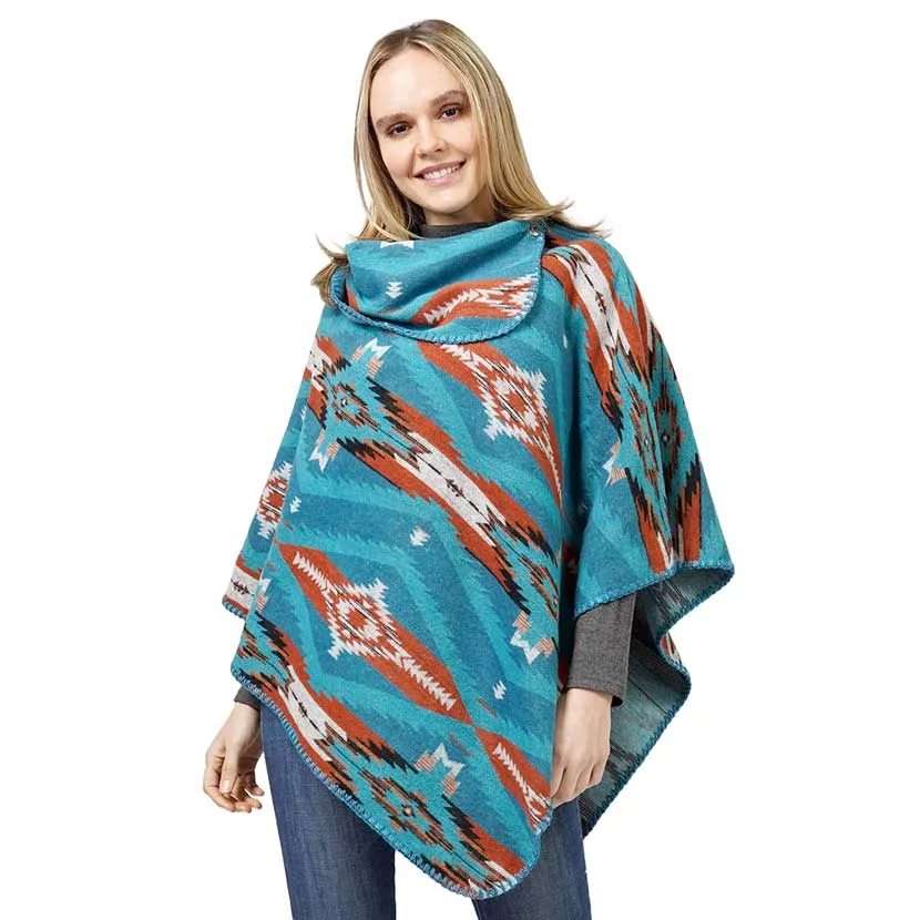 Aztec Patterned Poncho