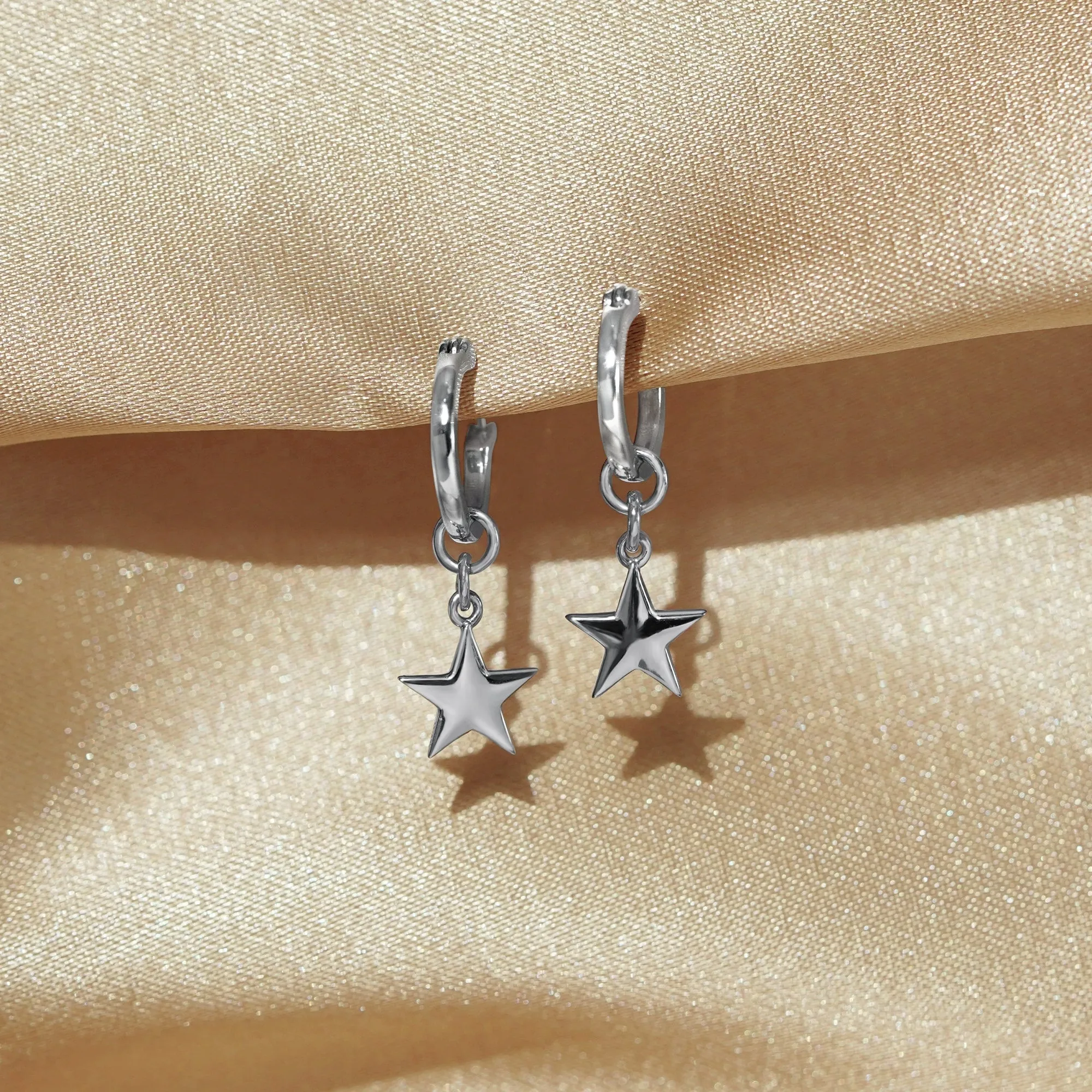 Ball Studs, Star Dangle and Ball Hoop Earrings Set