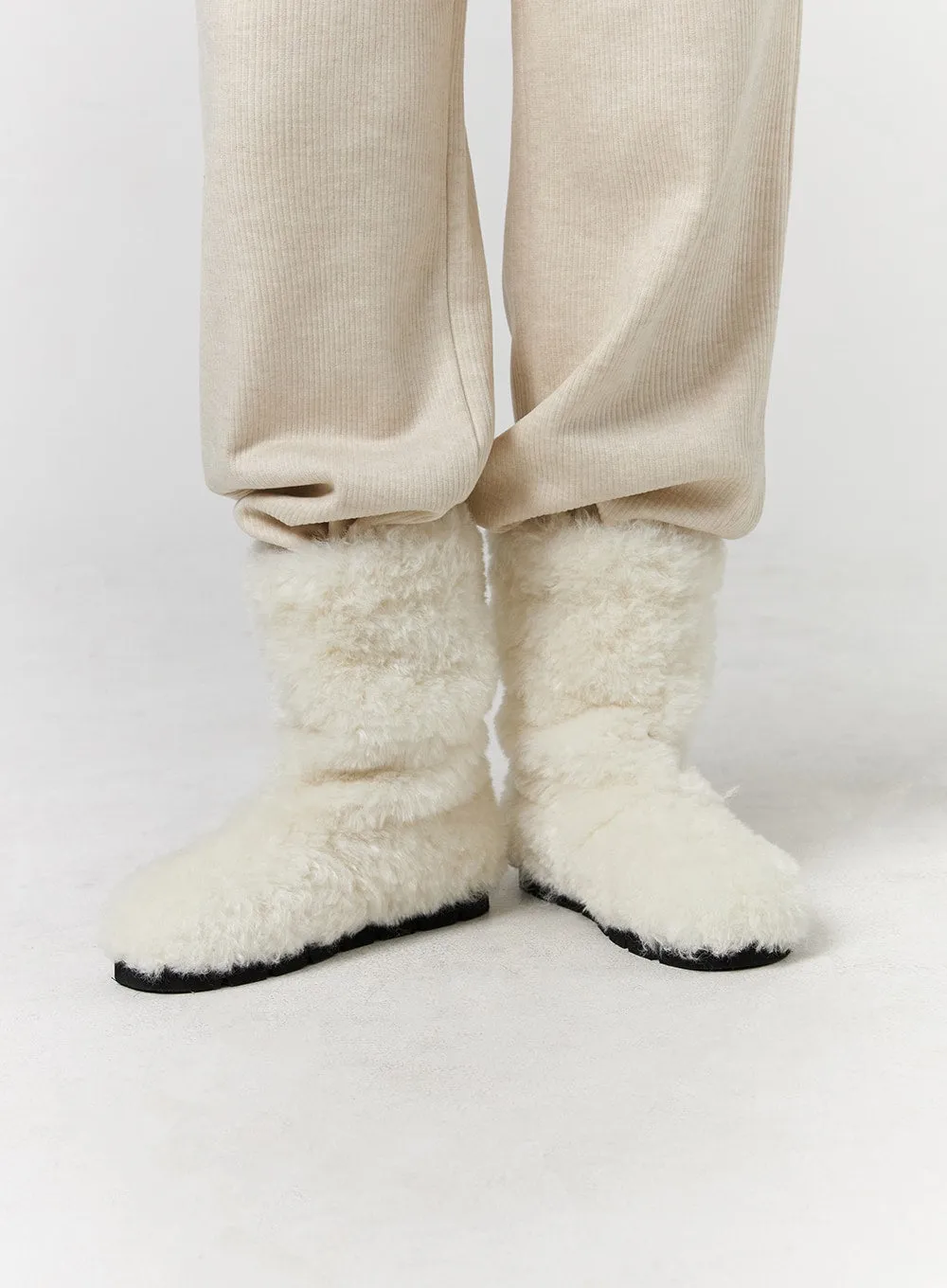 Basic Faux Fur Middle Boots CD322