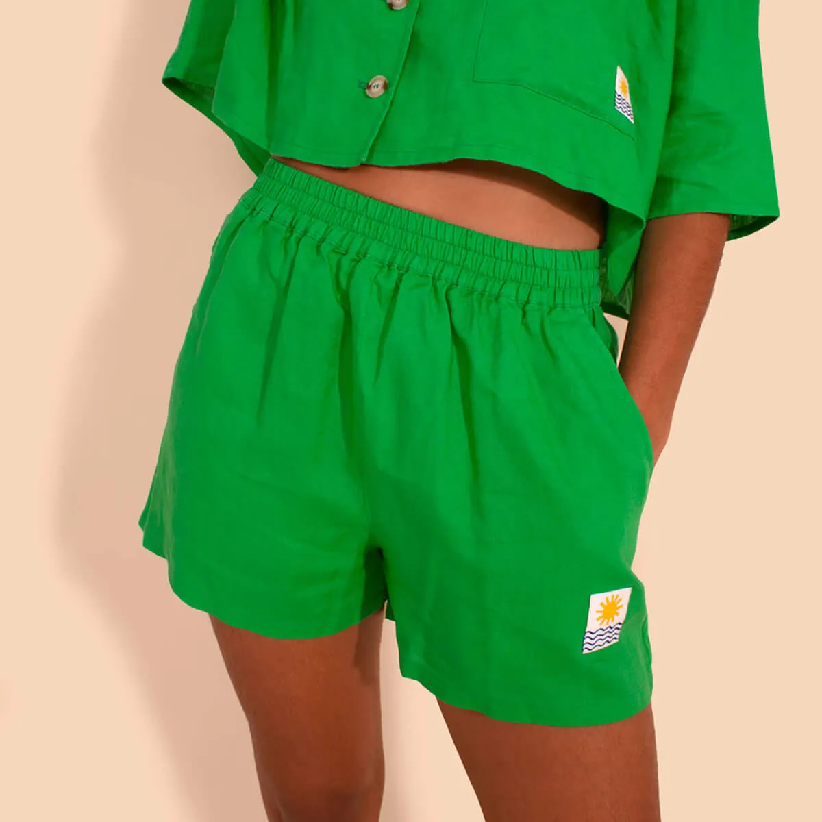 Basic Linen Shorts in Green by L.F.Markey