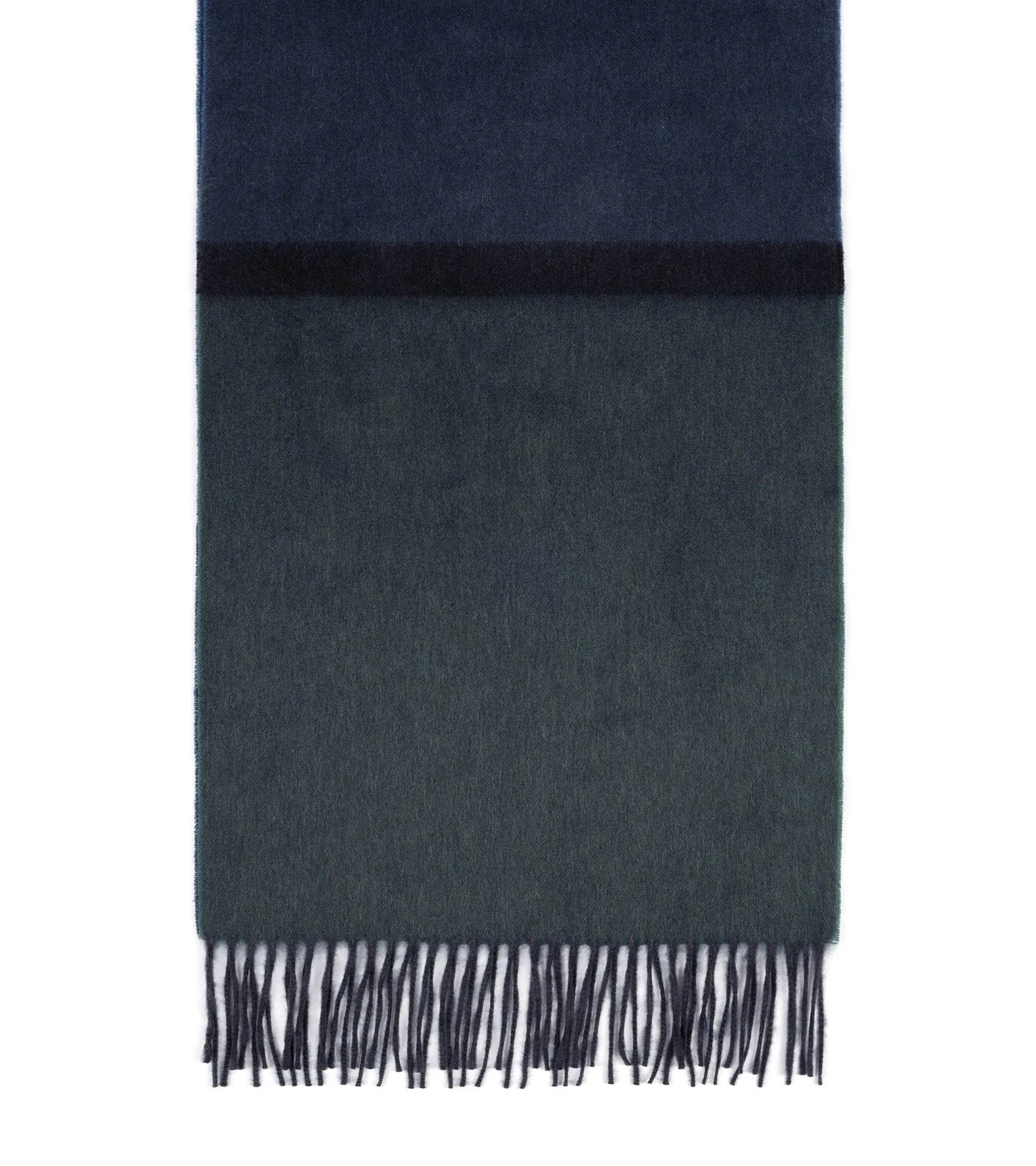 Begg x Co Arran Borderland Stripe Cashmere Scarf: Granite/Teal