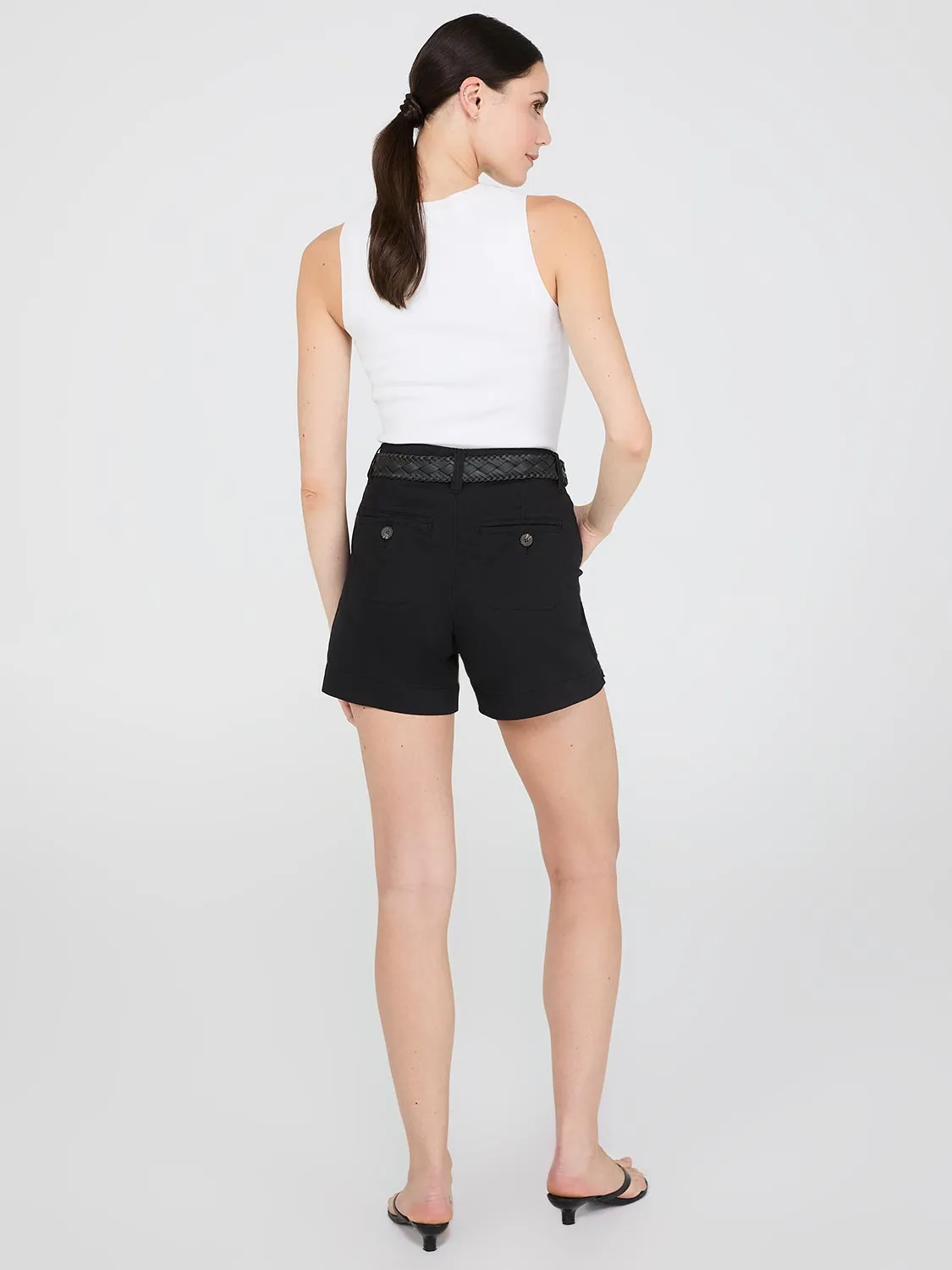 Belted Sateen Shorts