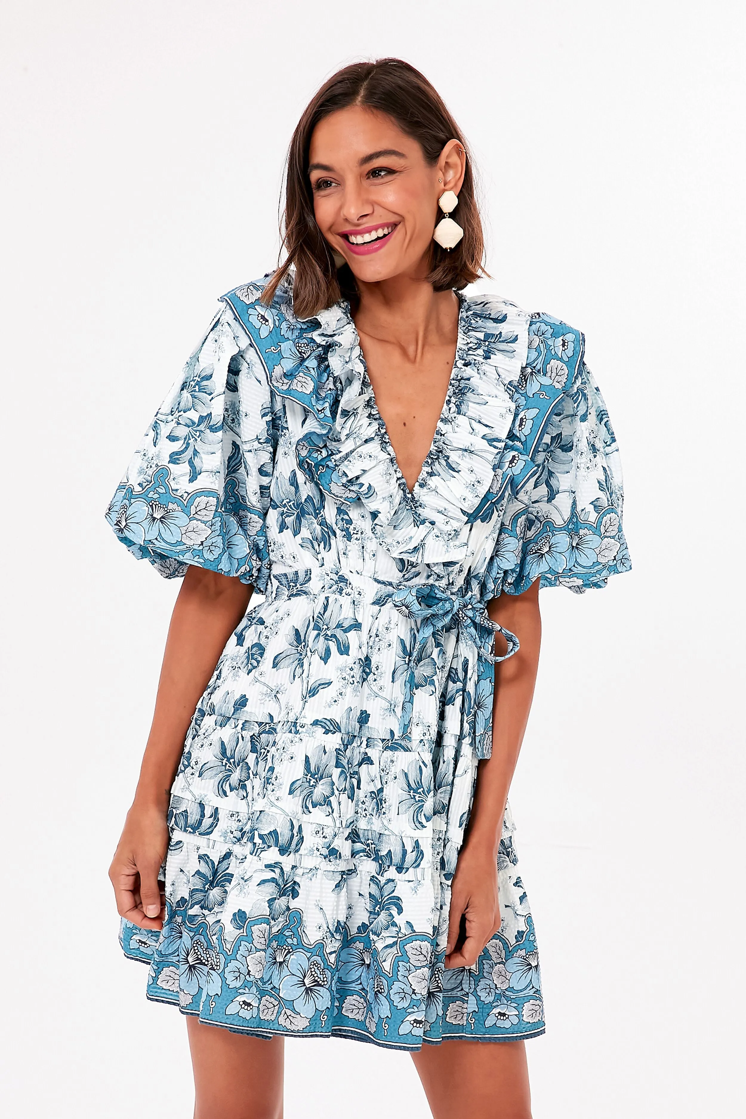 Beryl Blue Print Remy Mini Dress