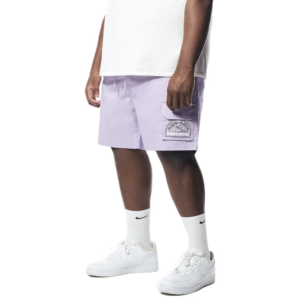 Big and Tall - Printed Twill Workwear Shorts - Dusty Purple