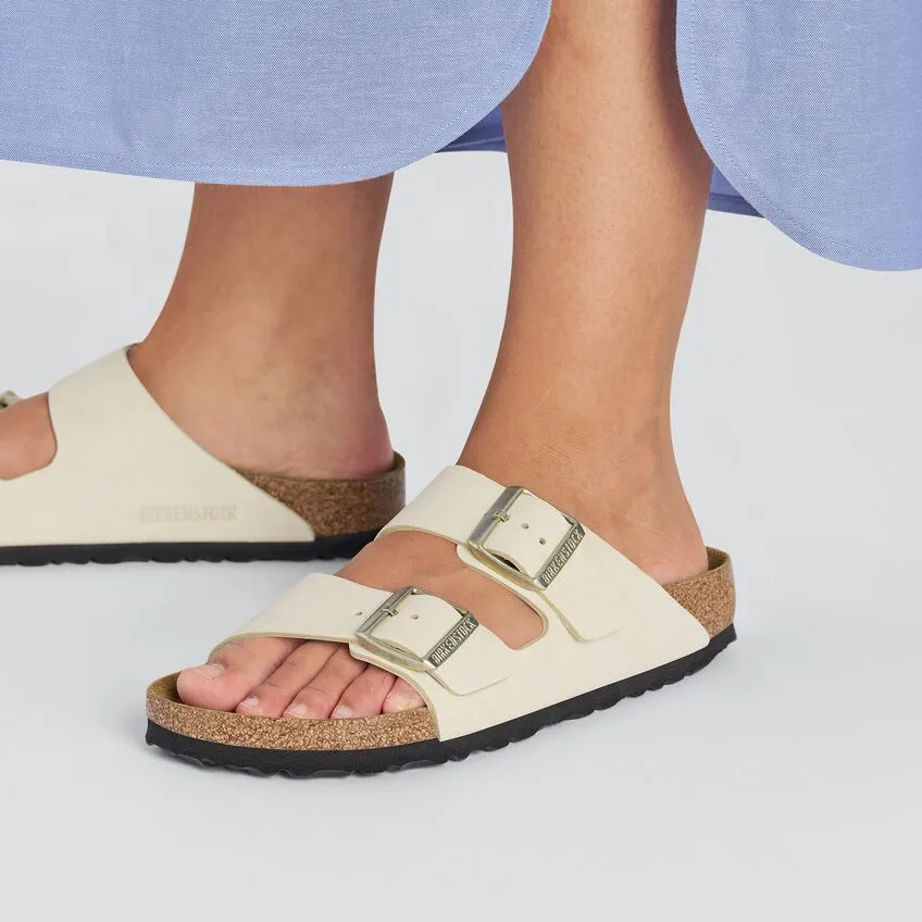 Birkenstock Arizona Nubuck Leather Ecru Sandals