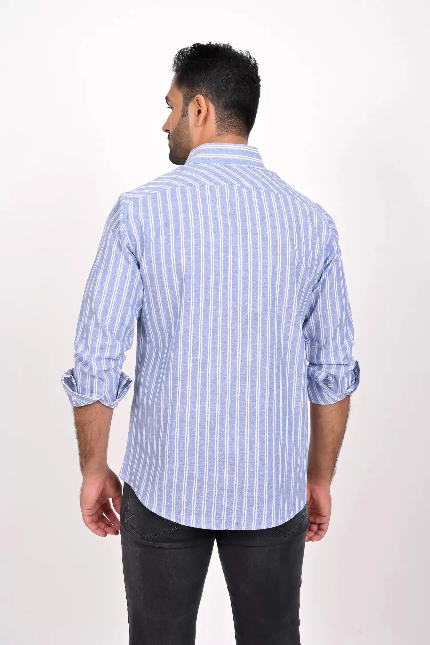 Blue and White Striped Shirt