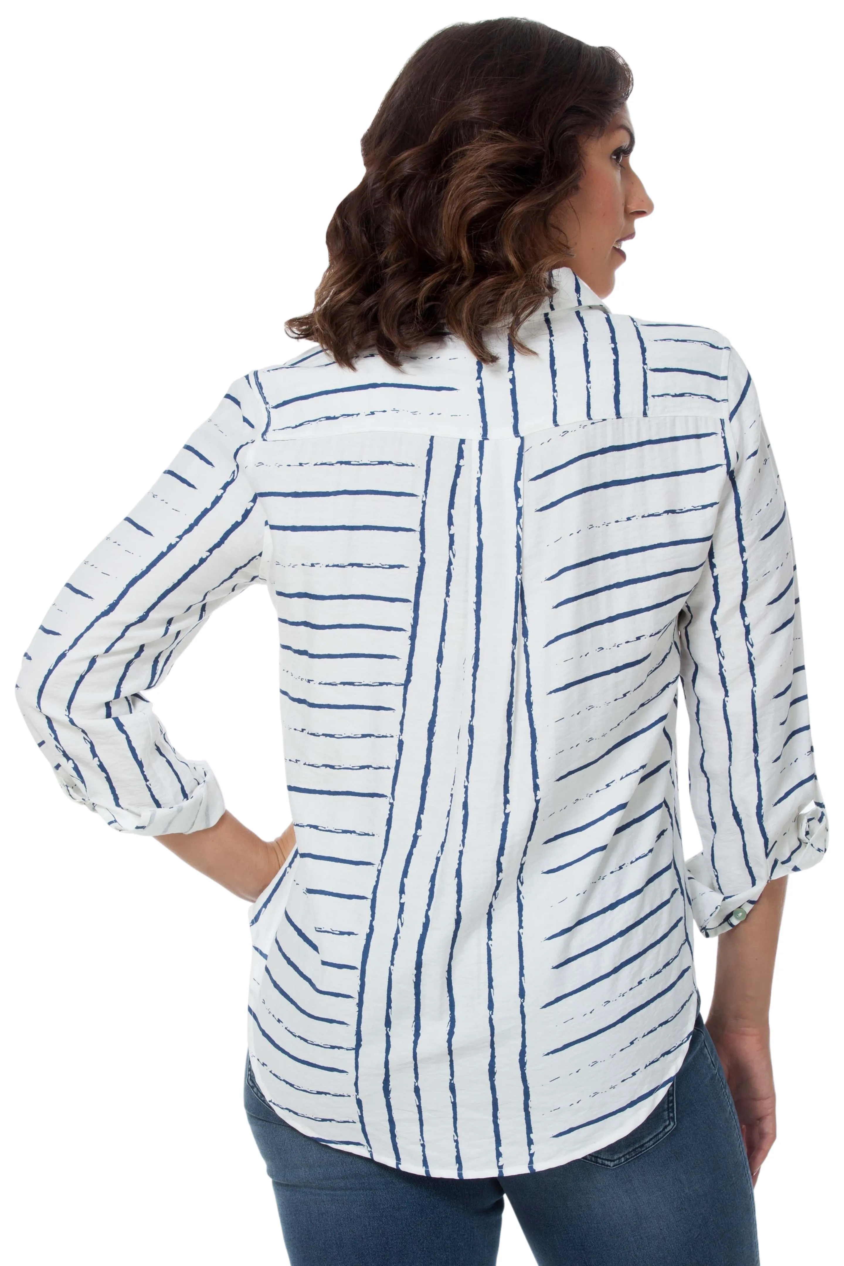 Blue Lined Blend Button Shirt Lior Paris