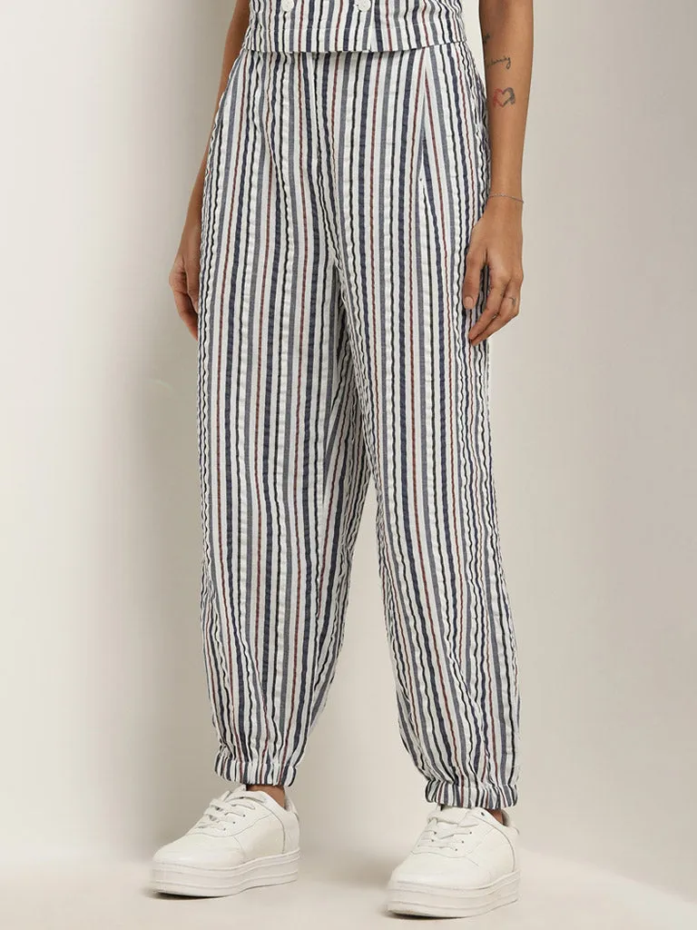 Bombay Paisley Multicolour Striped Mid-Rise Cotton Pants