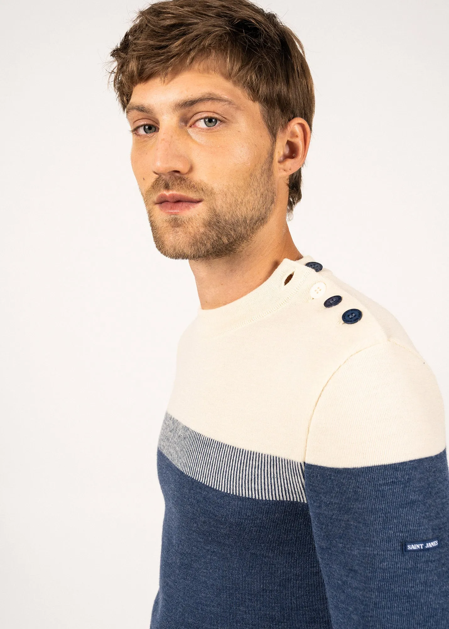 Bretagne sailor jumper - slim fit, in pure new wool (JEAN/ECRU)