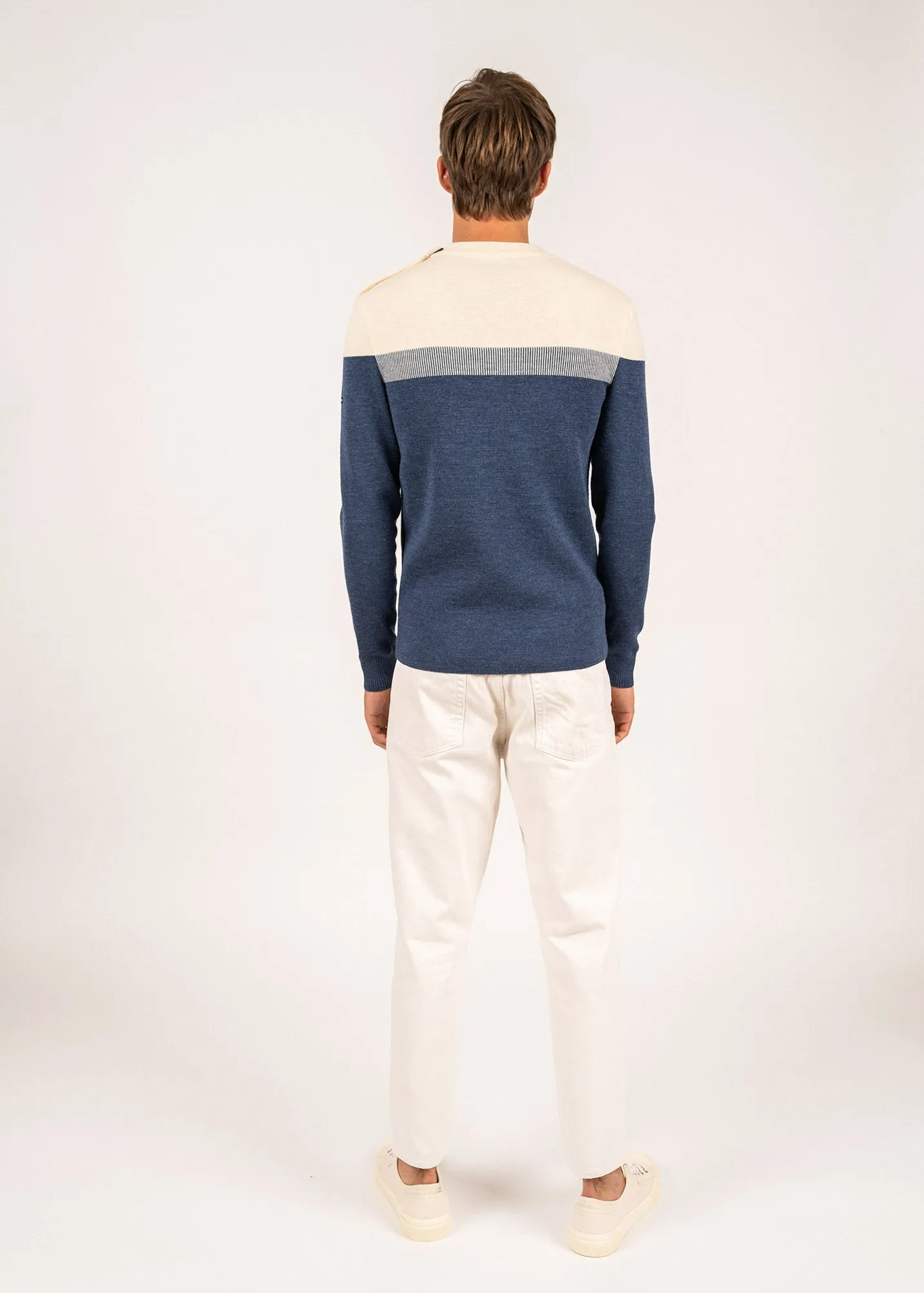 Bretagne sailor jumper - slim fit, in pure new wool (JEAN/ECRU)