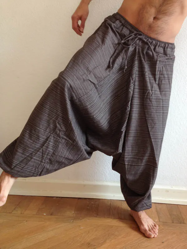 Brown Line Pattern Samurai Pants