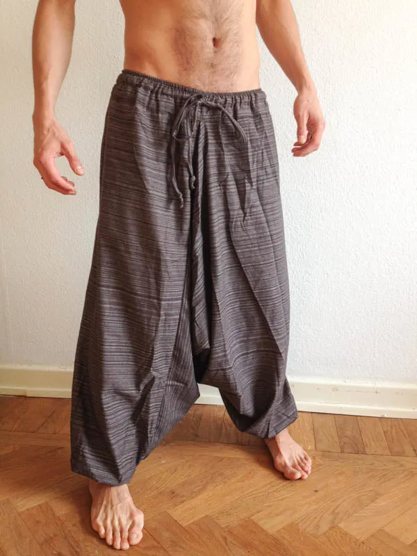 Brown Line Pattern Samurai Pants