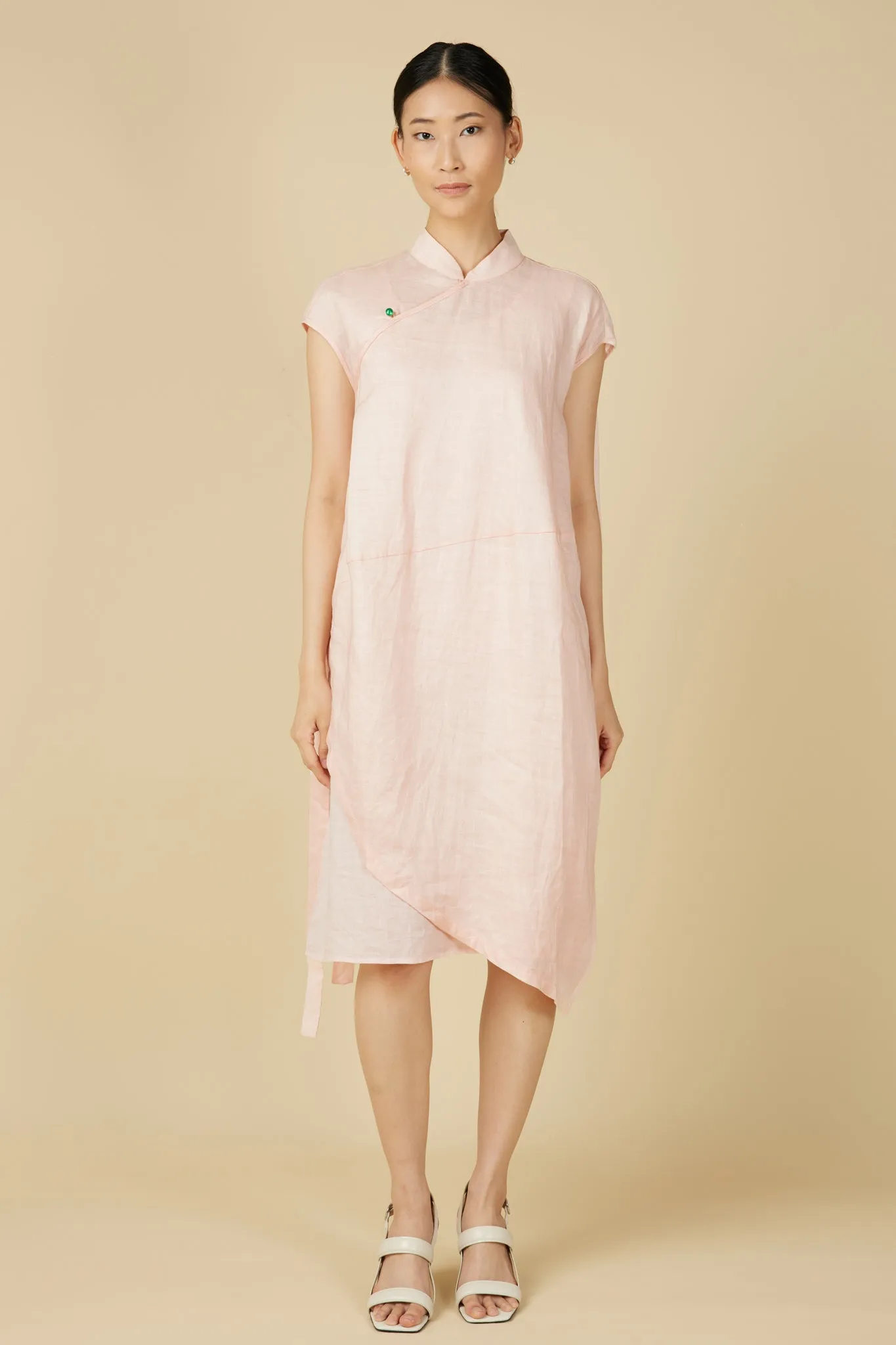 Cheongsam Cocoon Dress in Light Pink