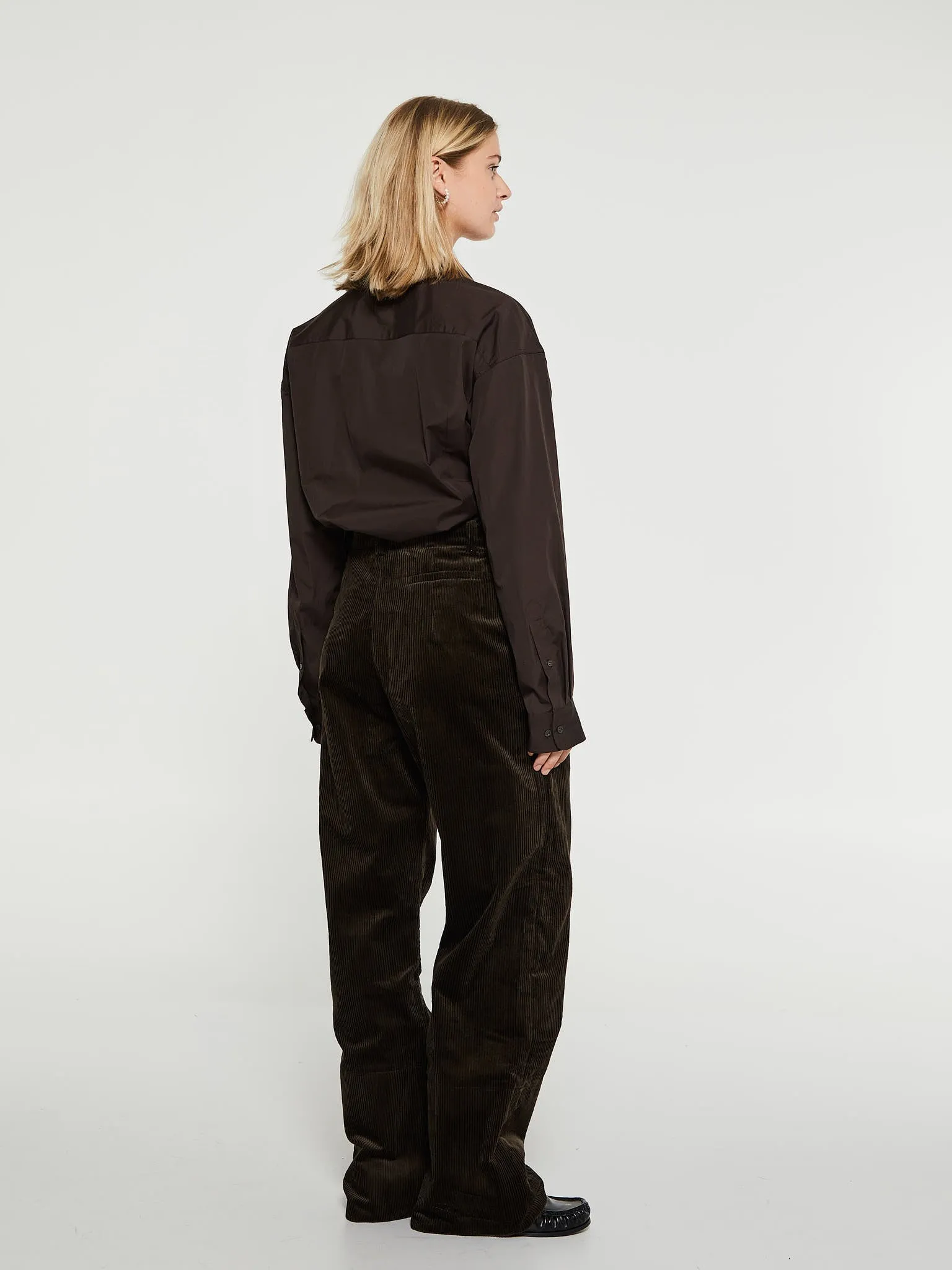 Corduroy Box Trousers in Brown