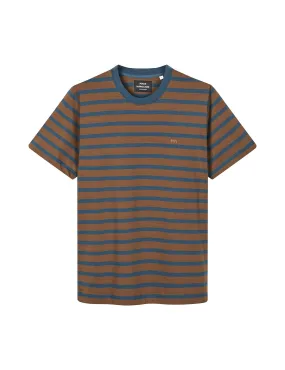 Cotton Jersey Stripe Frode Tee, Midnight Navy/Desert Palm