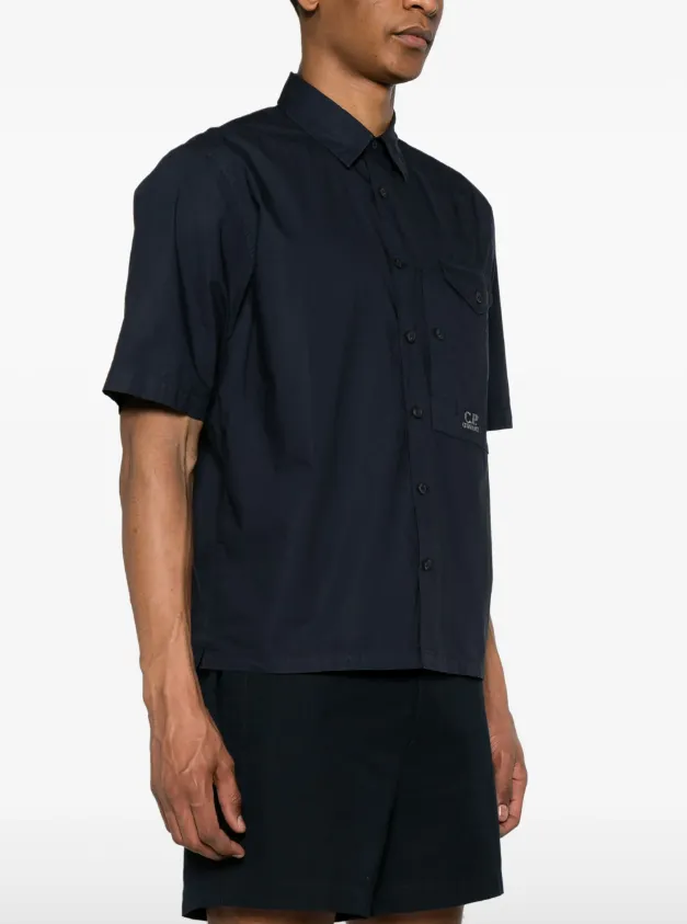 C.P. Company logo-embroidered cotton shirt