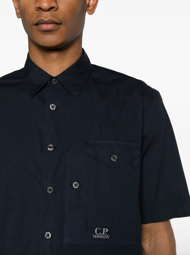 C.P. Company logo-embroidered cotton shirt