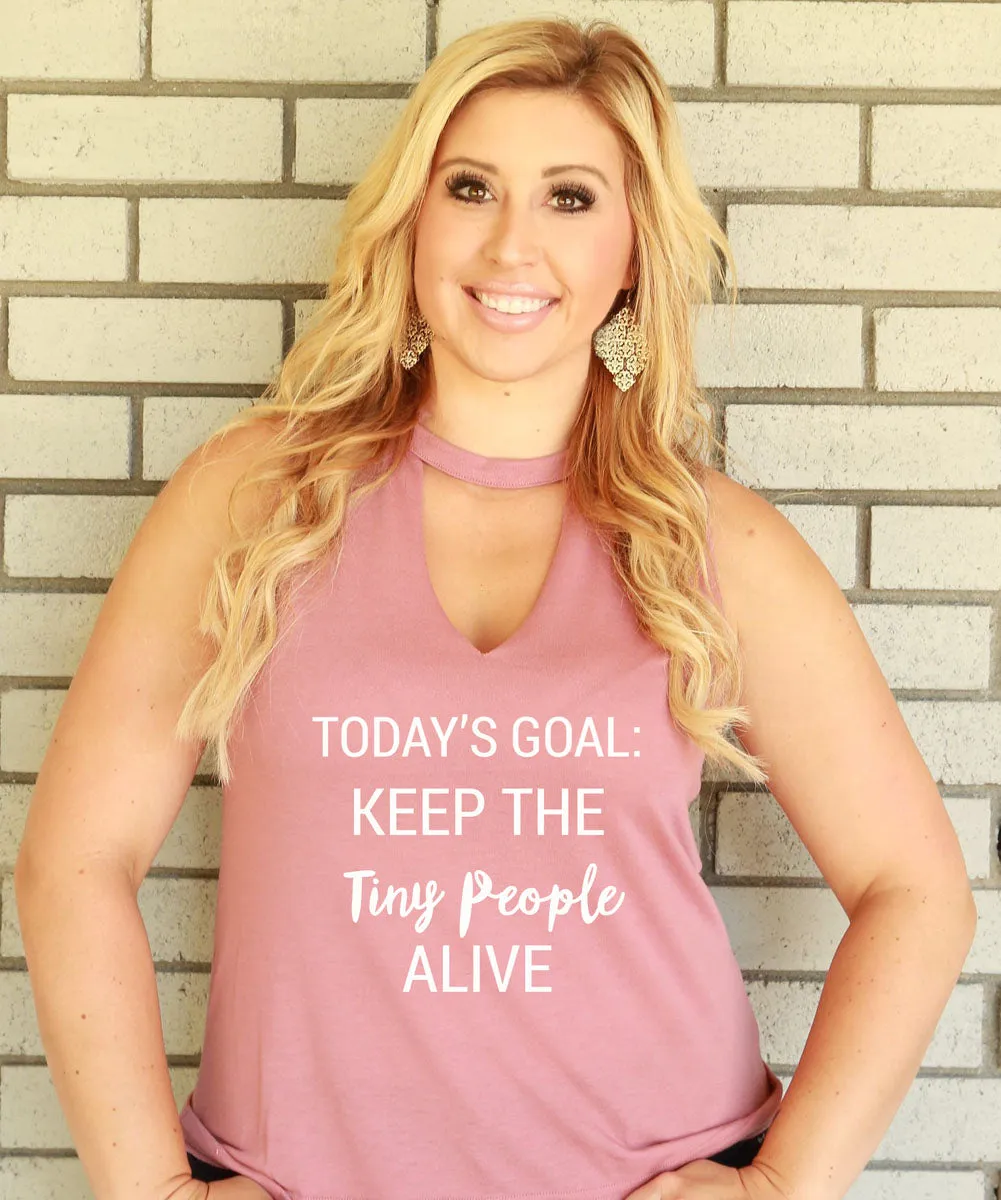 Cute Mom Tank Keep The Tiny People Alive in Dusty Rose and Gold OR White