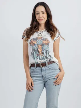 Delila Women Mineral Wash Cross Short Sleeve Tee