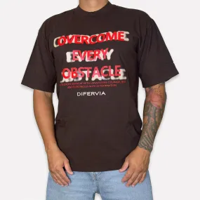 DIFERVIA OVERCOME EVERY OBSTACLE, BROWN T-SHIRT