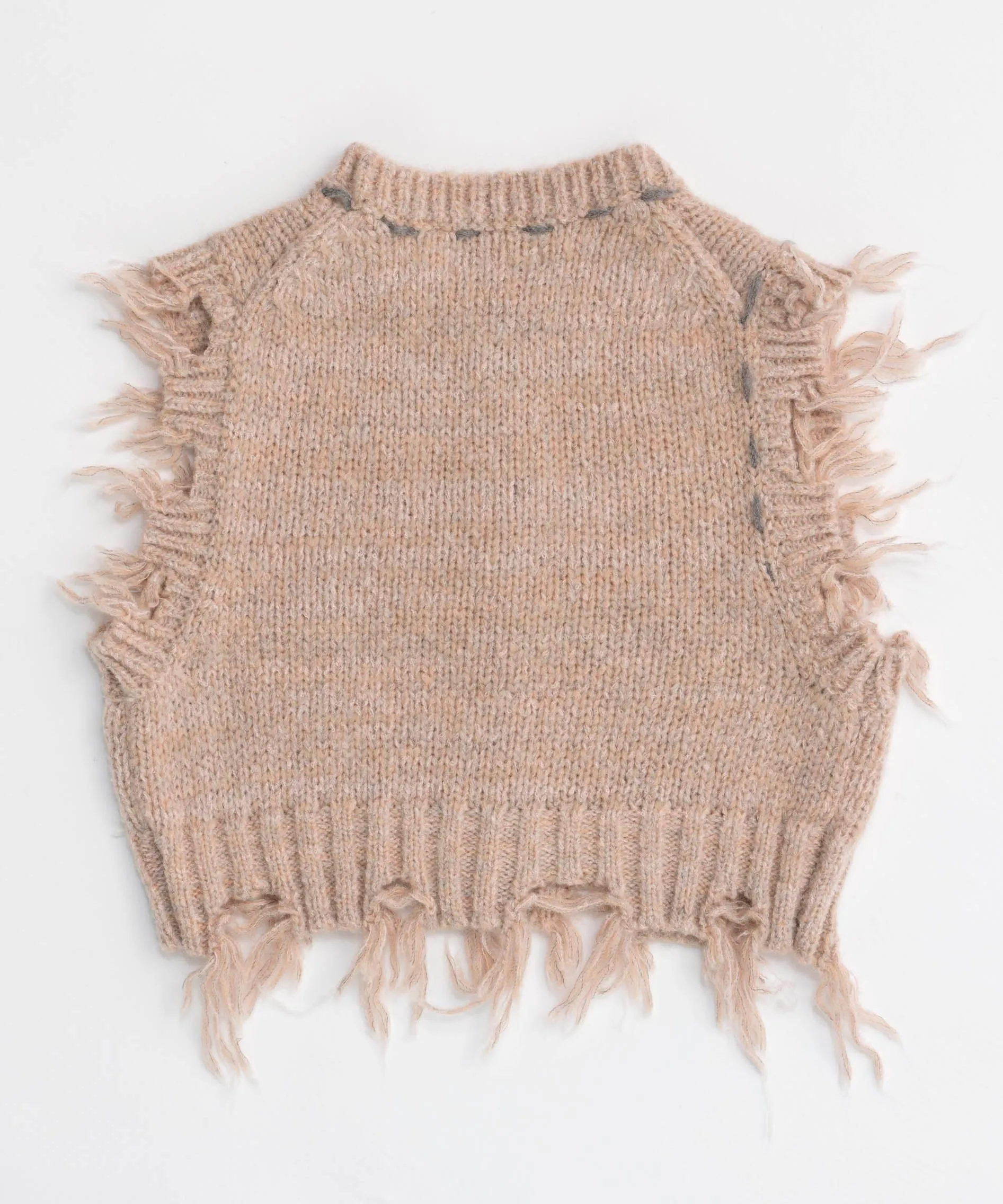 Distressed Effect Fringe Knit Vest