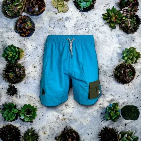 DLAB Hybrid Shorts Blue with Dark Green Pocket